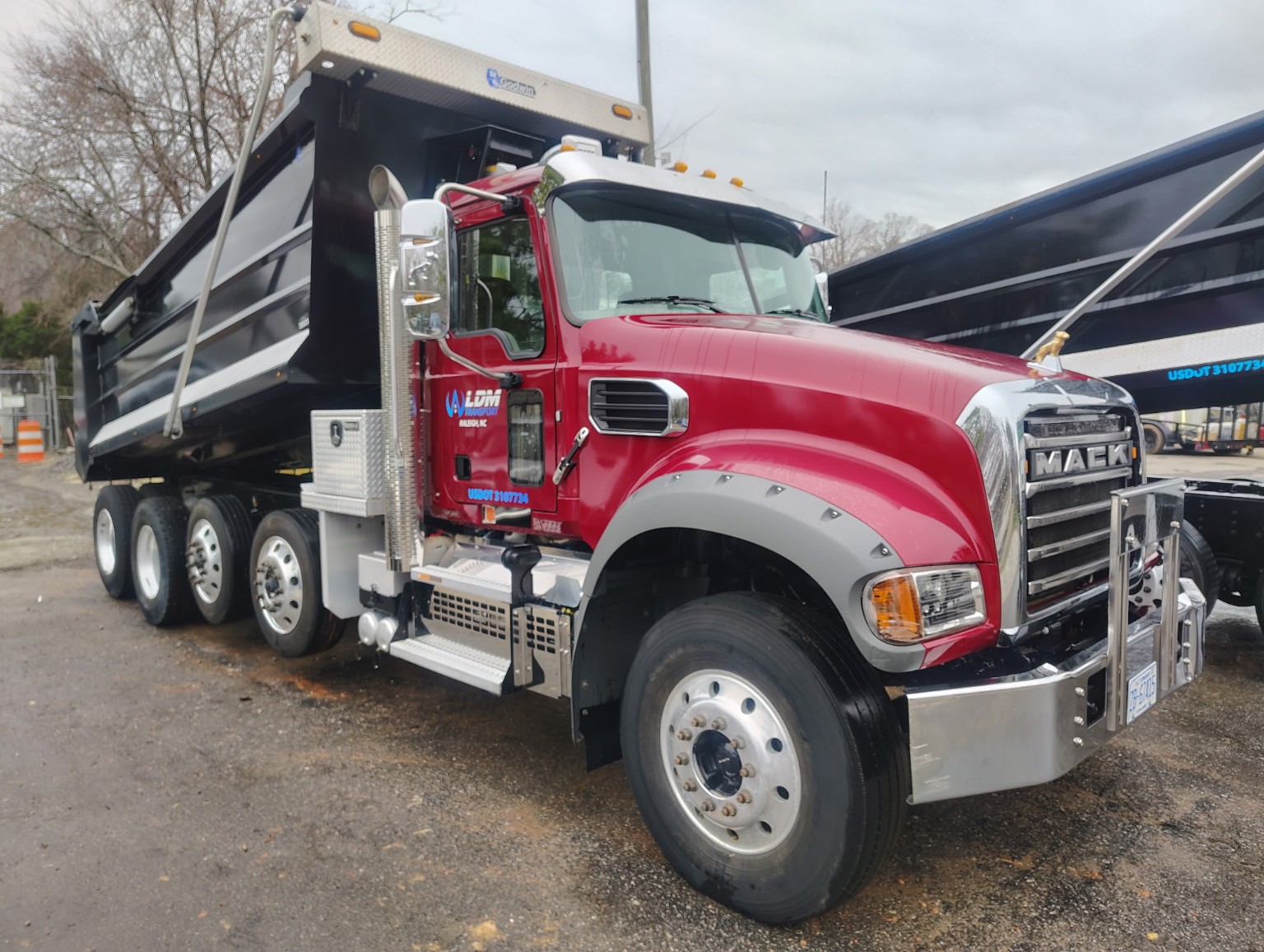 Red LDM Transport Mack dump truck